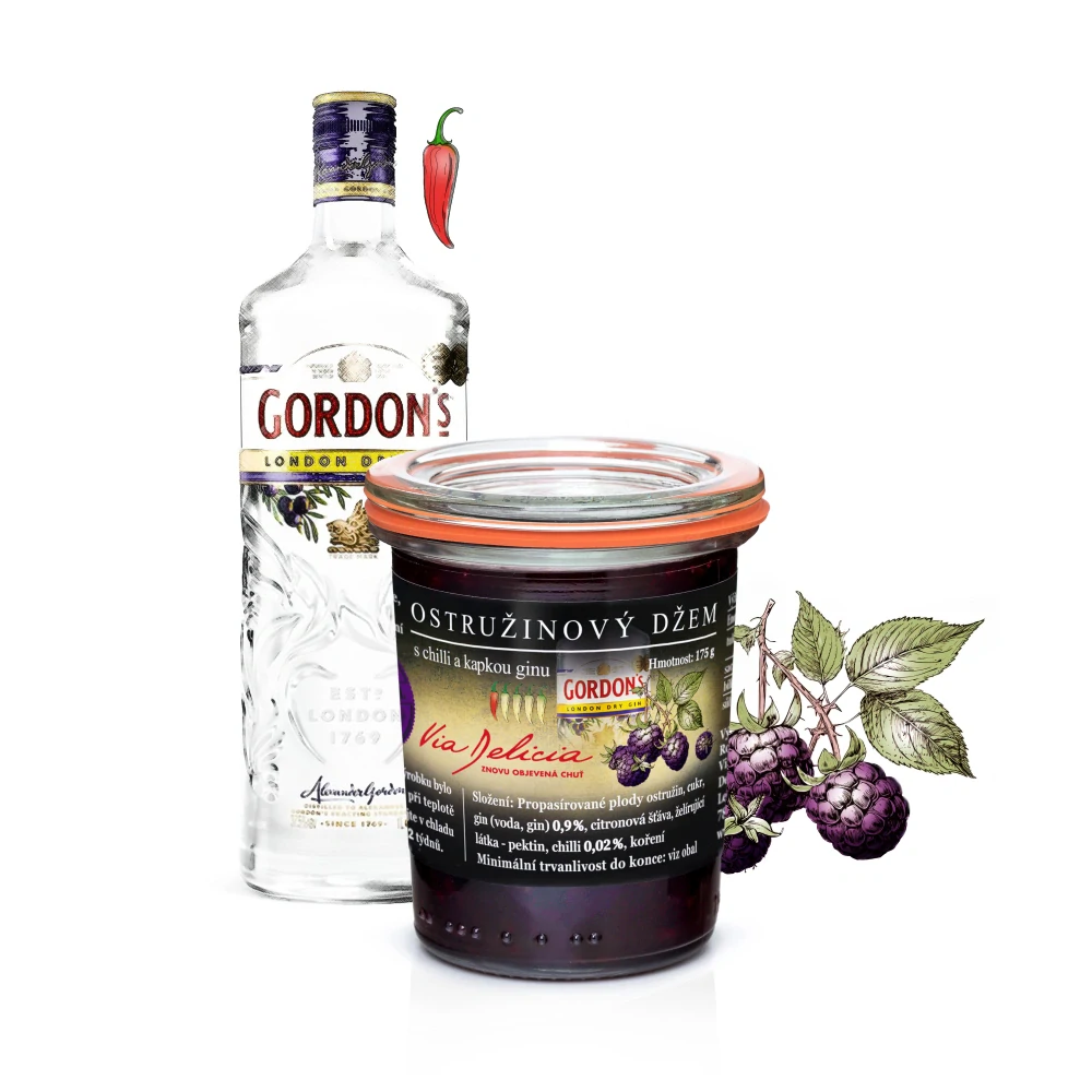 Džem ostružinový s chilli a kapkou Ginu