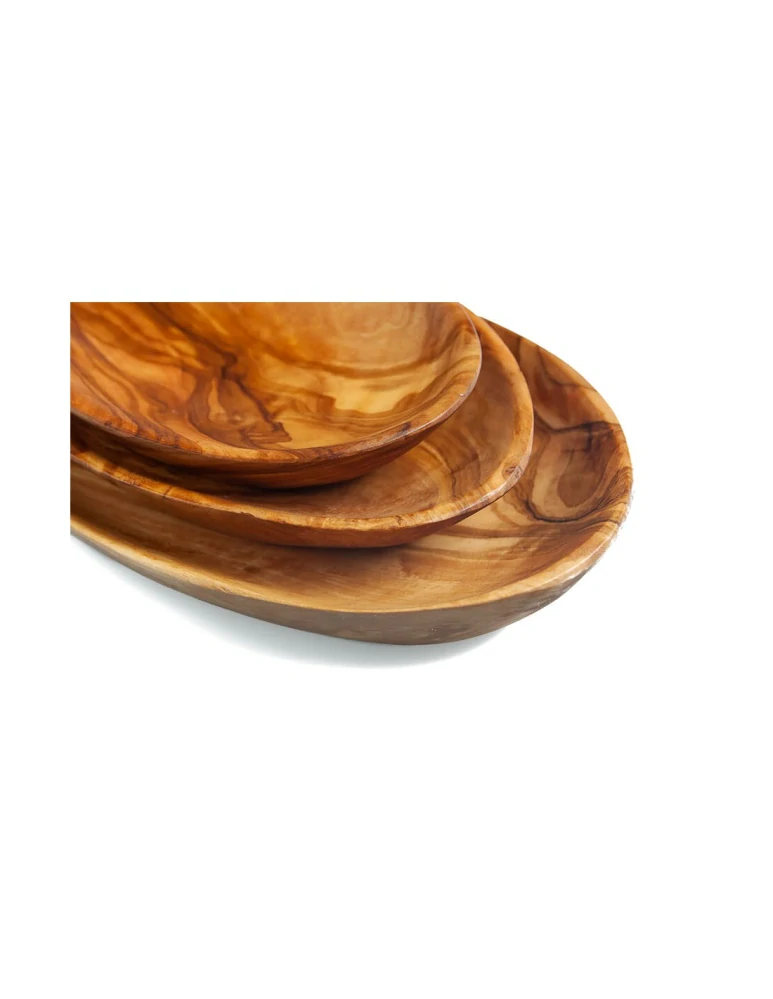 Set tří oválných misek z olivového dřeva