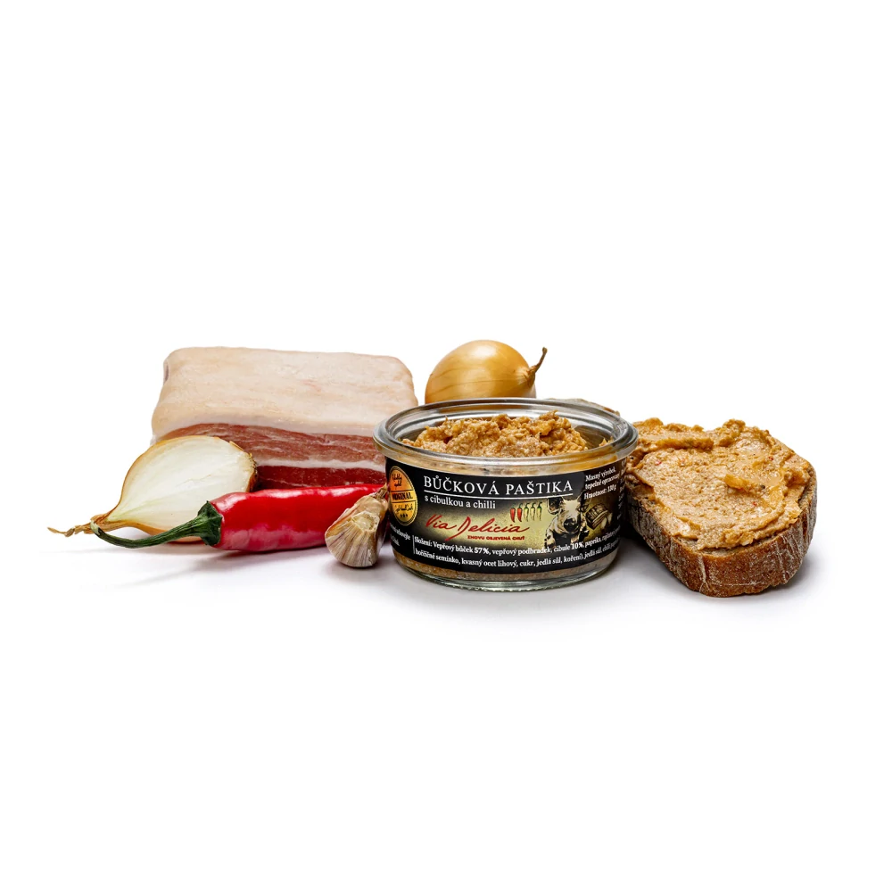 Bůčková paštika s cibulkou a chilli